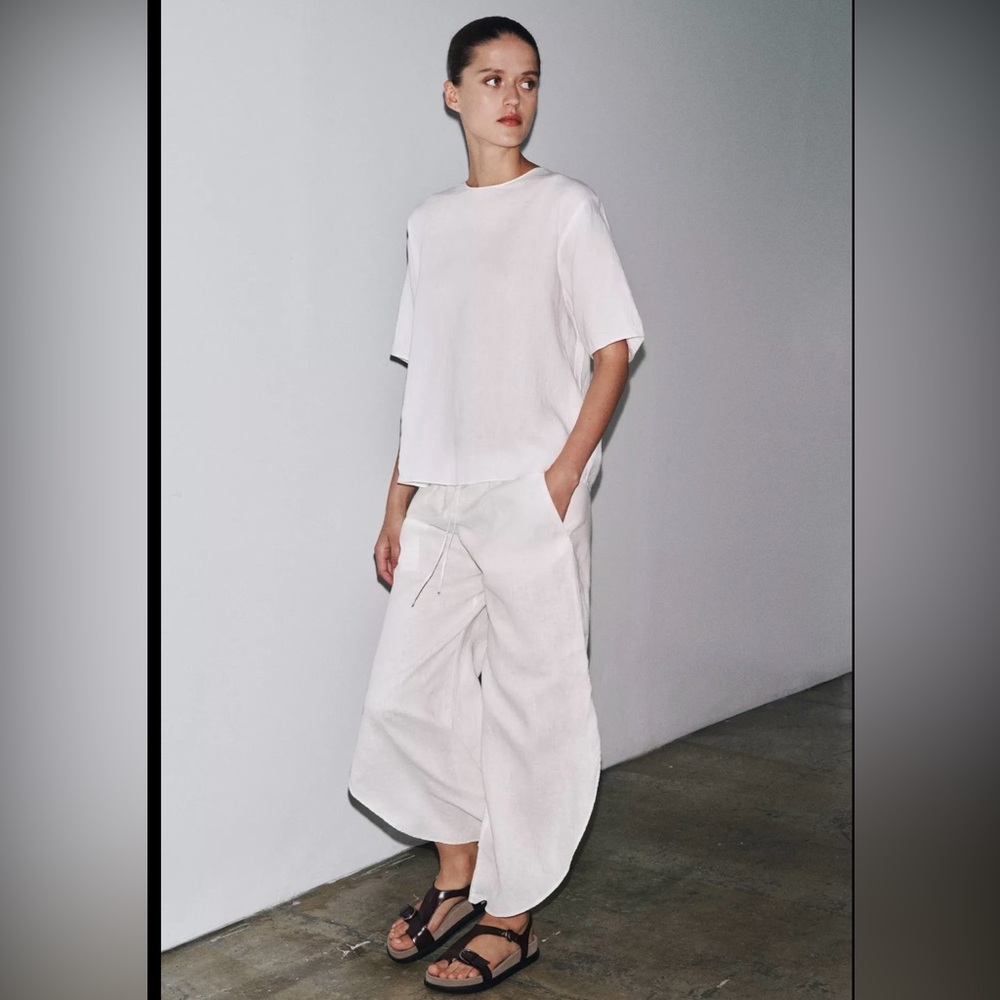 Zara linen tie top